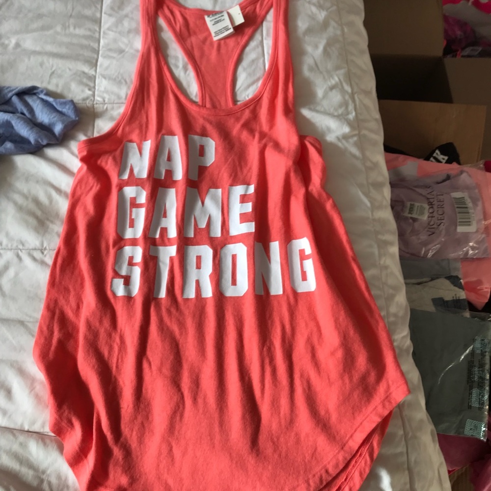 NWT VS PINK RACERBACK TANK SZ SM NAP GAME STRONG